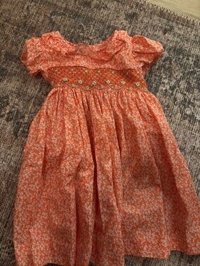 Edgehill Collection Orange Floral Smocked Dress